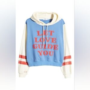 THE MAYFAIR GROUP Let Love Guide You Hoodie Blue Graphic S/M